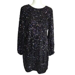 LOVE X DESIGN Beautiful Black Multi Sequin Mini Dress XL Party Holiday NYE Dress